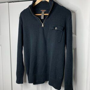 Dockers Men’s 1/4 Zip Cotton Sweater – Black – Medium